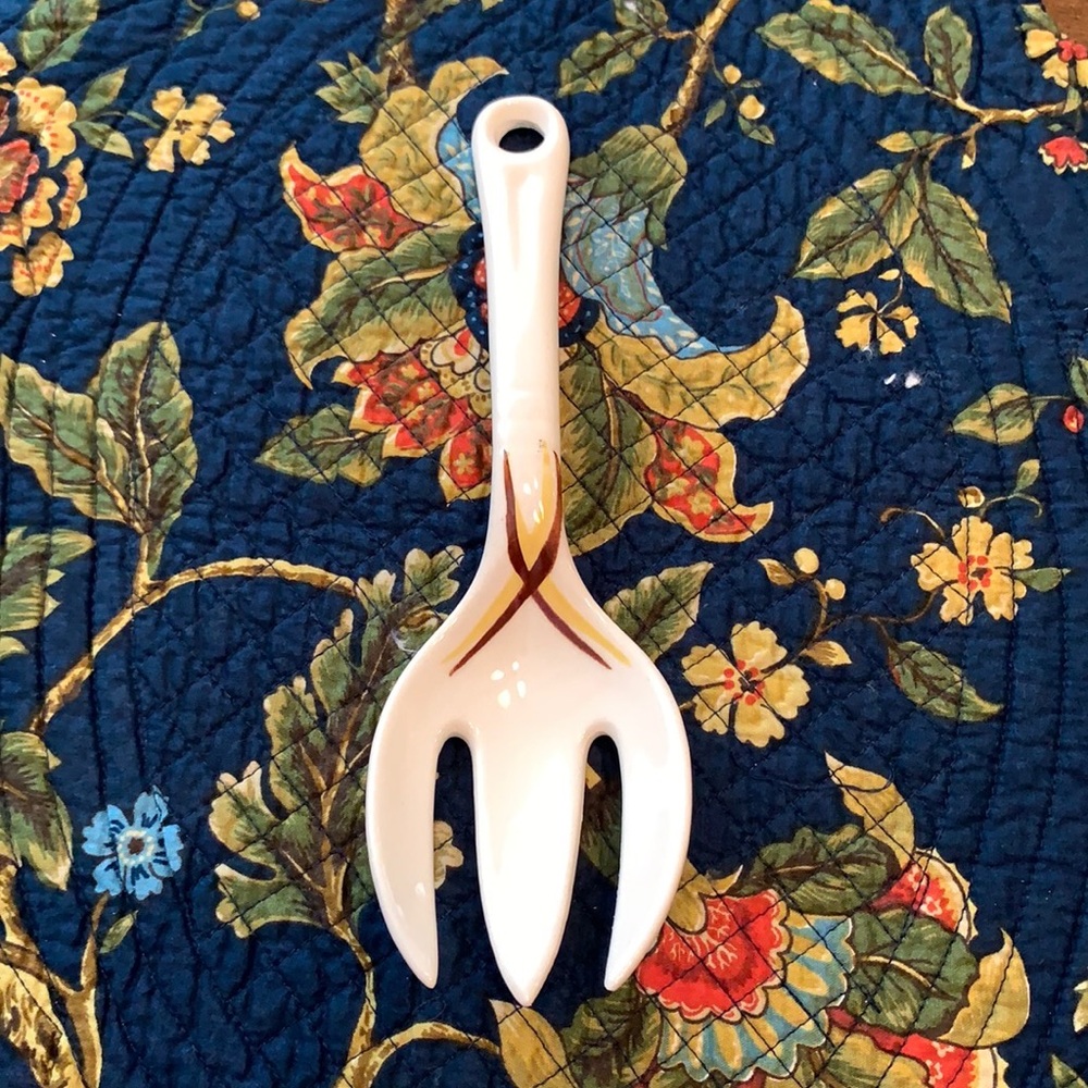 Vintage Porcelain/Ceramic Serving Fork